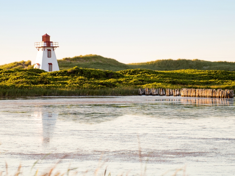 St Peters Harbour, hills, lighthouse